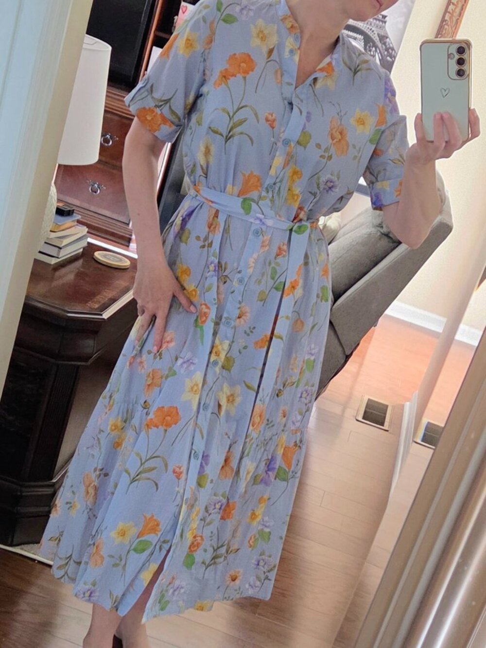 Zara Maxi or Midi Dress SMALL Lavender Floral Button Down New no tags